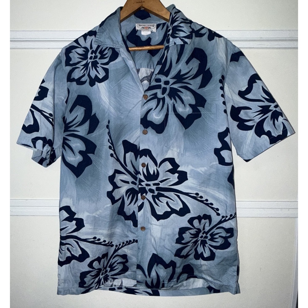 Pacific Legend Apparel‎ Men's Hawaiian Shirt Medium Blue